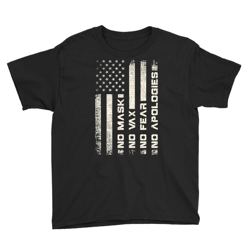 No Mask No Vax Apologies Anti Vaccine Usa Flag T Shirt Youth Tee by MleczynskiShae | Artistshot