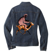 Mens Sloth Riding An Antelope Concert Lo Ladies Denim Jacket | Artistshot