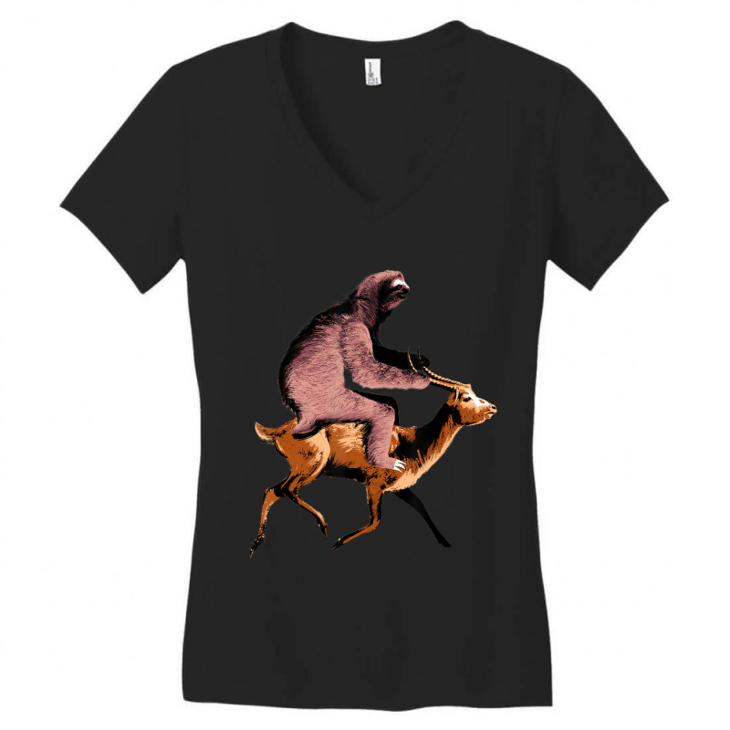 Mens Sloth Riding An Antelope Concert Lo Women's V-Neck T-Shirt by cm-arts | Artistshot