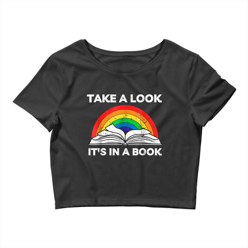 Take A Look It's In A Book Reading Vintage Retro Rainbow T Shirt Crop Top by cm-arts | Artistshot