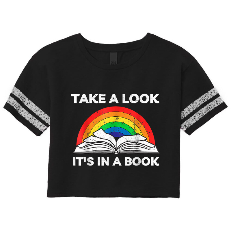 Take A Look It's In A Book Reading Vintage Retro Rainbow T Shirt Scorecard Crop Tee by cm-arts | Artistshot