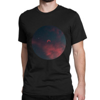 Outer Space Pop Socket Red Moon And Sky Classic T-shirt | Artistshot