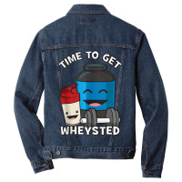 Time To Get Wheysted Protein Shake Cartoon Gym Men Denim Jacket | Artistshot