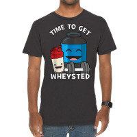 Time To Get Wheysted Protein Shake Cartoon Gym Vintage T-shirt | Artistshot