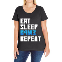 Eat Sleep Game Repeat Funny Leetcode Leet Ladies Curvy T-shirt | Artistshot