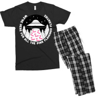 Ufo Alien Abduction Pink Flamingo Pool Float Fan Men's T-shirt Pajama Set | Artistshot