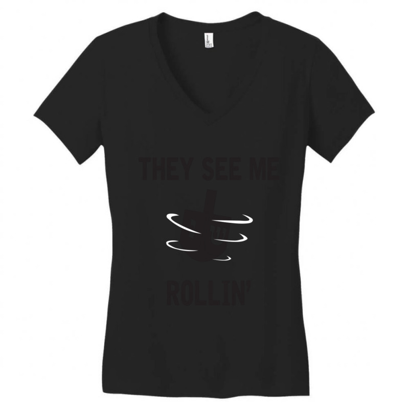 Hanukkah 2020 Dreidel Game Gift They See Me Rollin_ Jewish T-shirt Women's V-neck T-shirt | Artistshot