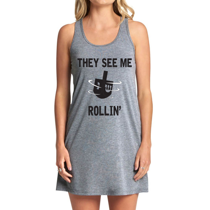 Hanukkah 2020 Dreidel Game Gift They See Me Rollin_ Jewish T-shirt Tank Dress | Artistshot