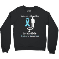 Not Every Disability Is Visible Dysphagia Awareness  Blue And Yellow R Crewneck Sweatshirt | Artistshot