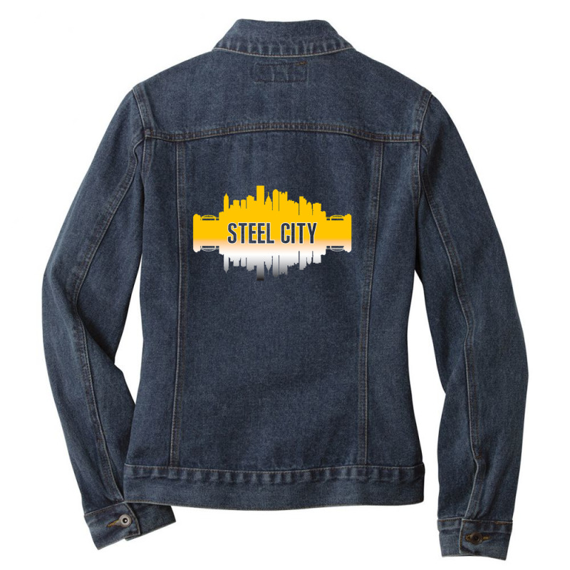 Pittsburgh Nickname Steel City Skyline Ladies Denim Jacket by CamrynWyatt | Artistshot