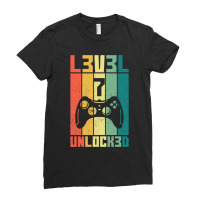 Level 7 Unlocked Vintage Gamer 7th Birthday Gift Ladies Fitted T-shirt | Artistshot