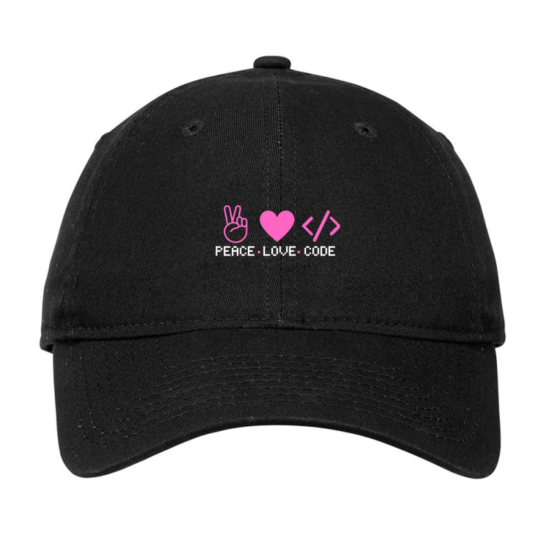 Peace Love Code Codingcoder Software Engineer Developer Programmer Gee Adjustable Cap by LUISRIVER | Artistshot