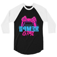 Retro Gamer Girl Vaporwave Leet Leetspeak Gifts 3/4 Sleeve Shirt | Artistshot