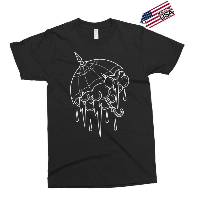 Neo Traditional Umbrella With Thunderstorm Outline Tattoo Premium T Sh Exclusive T-shirt by cm-arts | Artistshot