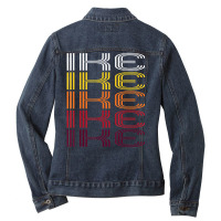 Ike Retro Wordmark Pattern Vintage Style Ladies Denim Jacket | Artistshot