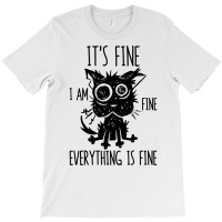 It's Fine I'm Fine Everything Is Fine Stressed Out Black Cat Long Slee T-shirt | Artistshot