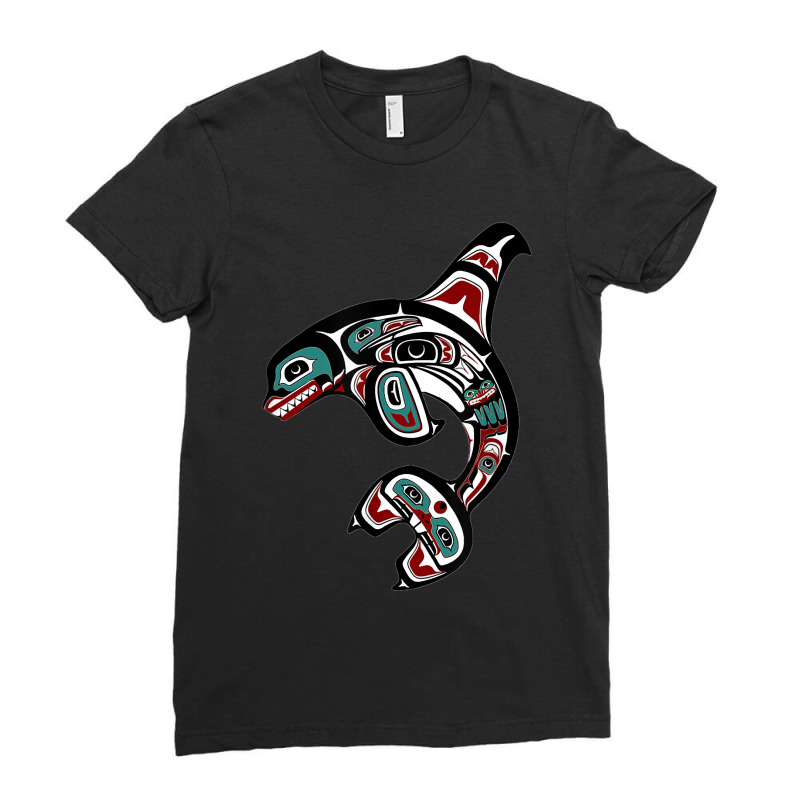 Orca Killer Whale Pacific Northwest Alaska Native American Ladies Fitted T-Shirt by OliviaStoica | Artistshot