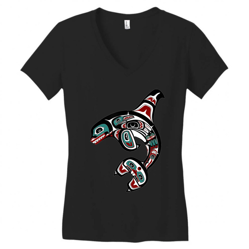 Orca Killer Whale Pacific Northwest Alaska Native American Women's V-Neck T-Shirt by OliviaStoica | Artistshot