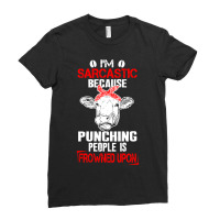 Cows I'm Sacastic Because Punching People Is Frowed Upon Ladies Fitted T-shirt | Artistshot