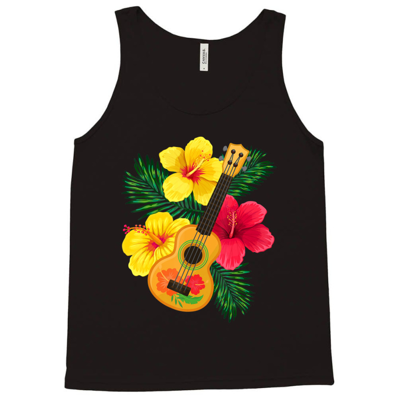 Hawaiian Ukulele Lute Guitar Hibiscus Tank Top | Artistshot