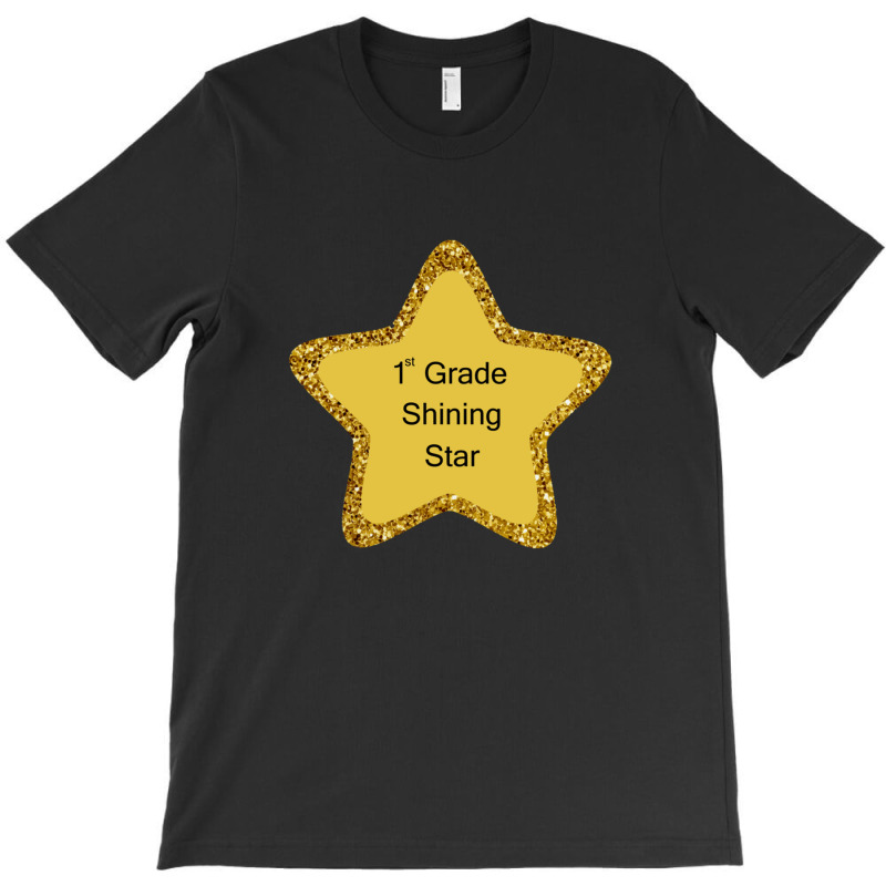 Shining Golden Star Glittery Round Corners First Grade T-shirt | Artistshot