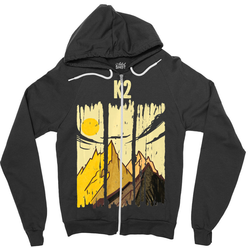 K2 Mountain Peak Summit Climber Zipper Hoodie by cm-arts | Artistshot