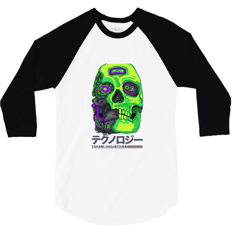 Cybernetic Cyberpunk Futuristic Skull 3/4 Sleeve Shirt by dyahayusutra | Artistshot