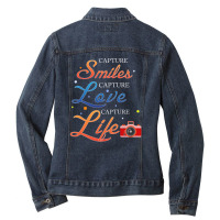 Capture Smiles  Capture  Love Capture  Life Photography Ladies Denim Jacket | Artistshot