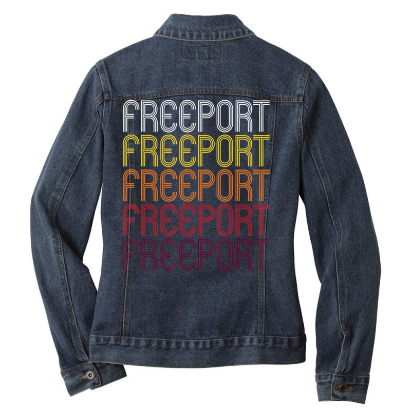 Freeport, Fl Vintage Style Florida Ladies Denim Jacket by Mello Greenwood | Artistshot