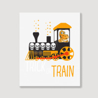 Trick Or Train Halloween Dinosaur Riding Train Funny Kids Premium T Sh Portrait Canvas Print | Artistshot