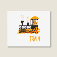 Trick Or Train Halloween Dinosaur Riding Train Funny Kids Premium T Sh Landscape Canvas Print | Artistshot