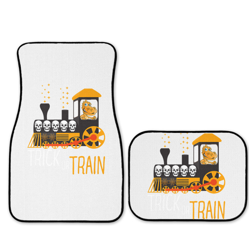 Trick Or Train Halloween Dinosaur Riding Train Funny Kids Premium T Sh Full Set Car Mats | Artistshot