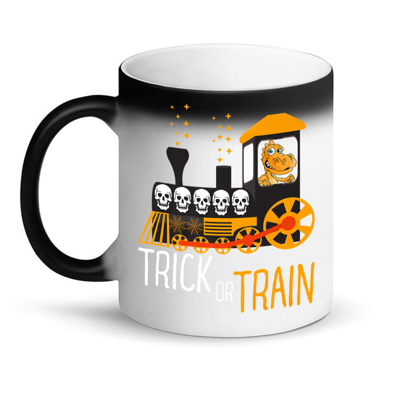 Trick Or Train Halloween Dinosaur Riding Train Funny Kids Premium T Sh Magic Mug | Artistshot