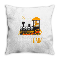 Trick Or Train Halloween Dinosaur Riding Train Funny Kids Premium T Sh Throw Pillow | Artistshot