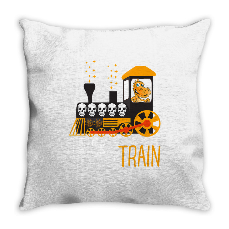 Trick Or Train Halloween Dinosaur Riding Train Funny Kids Premium T Sh Throw Pillow | Artistshot