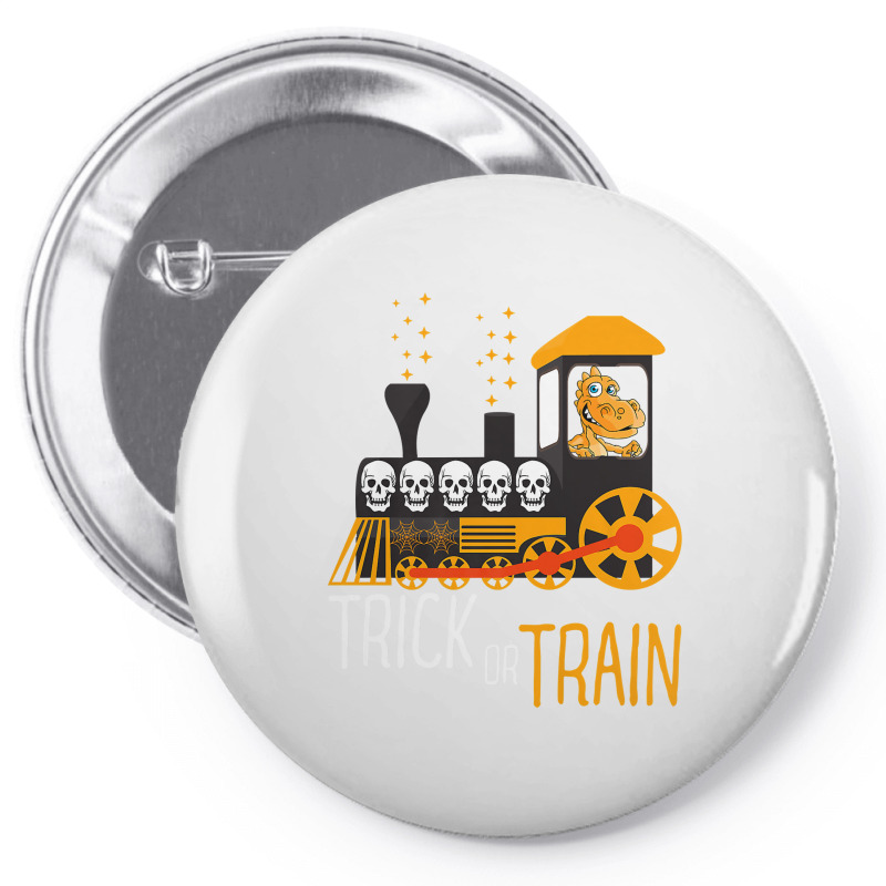 Trick Or Train Halloween Dinosaur Riding Train Funny Kids Premium T Sh Pin-back Button | Artistshot