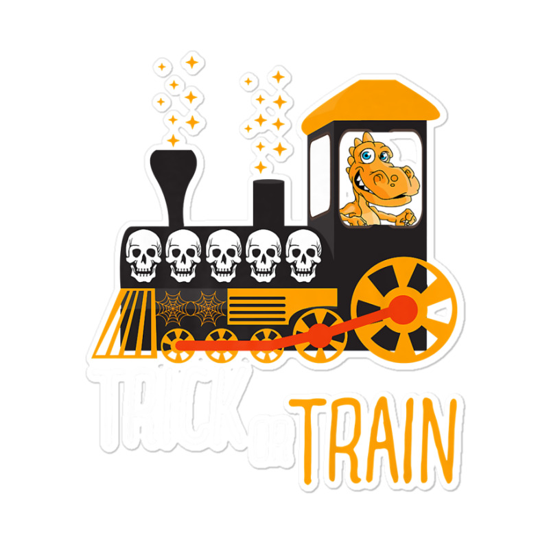 Trick Or Train Halloween Dinosaur Riding Train Funny Kids Premium T Sh Sticker | Artistshot