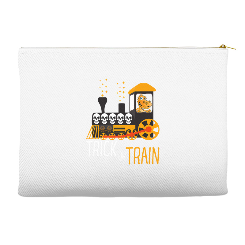 Trick Or Train Halloween Dinosaur Riding Train Funny Kids Premium T Sh Accessory Pouches | Artistshot