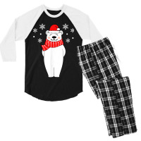 Polar Bear Christmas Pajamas Family Polar Bear In Santa Hat T-shirt Men's 3/4 Sleeve Pajama Set | Artistshot