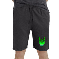 Rock Hand Gesture Space Green Rock N Roll Salute Vintage Short | Artistshot