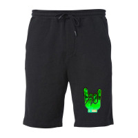 Rock Hand Gesture Space Green Rock N Roll Salute Fleece Short | Artistshot