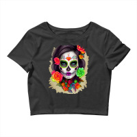 Zombie In Graveyard   Day Of The Dead Sugar Skull Calavera Catrina   P Crop Top | Artistshot