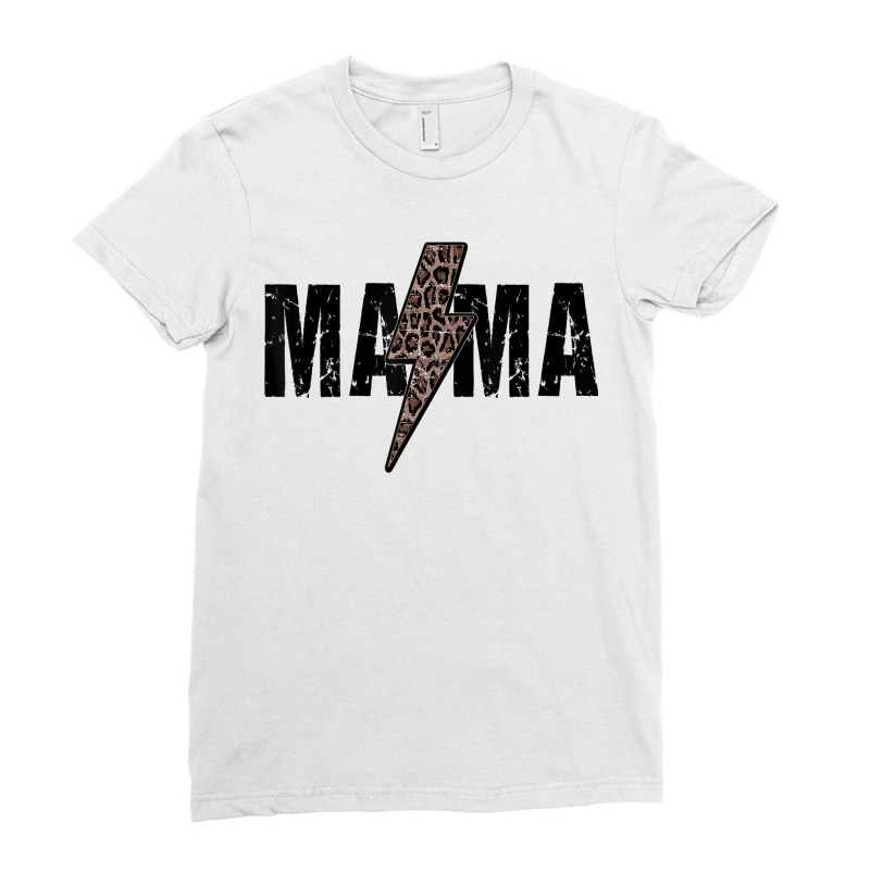 Mama Lightning Bolt Leopard Cheetah Print Mother Day Ladies Fitted T-Shirt by BonnieTori | Artistshot