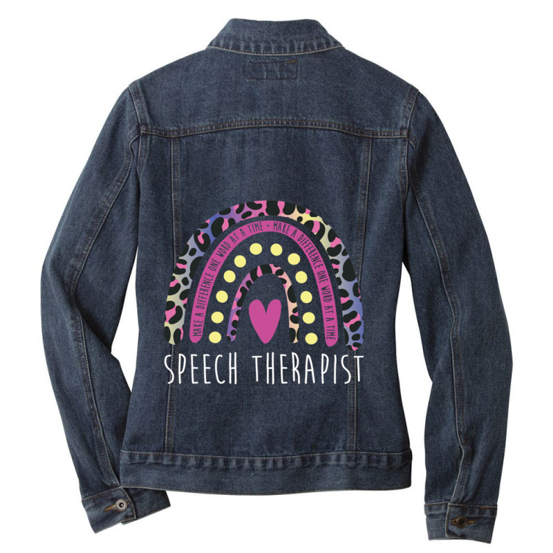 Make A Difference One Word At A Time, Slp Speech Therapist Ladies Denim Jacket by cm-arts | Artistshot