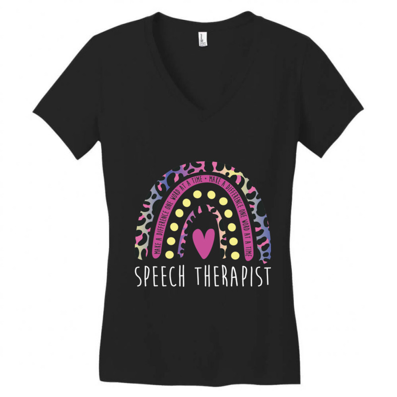 Make A Difference One Word At A Time, Slp Speech Therapist Women's V-Neck T-Shirt by cm-arts | Artistshot