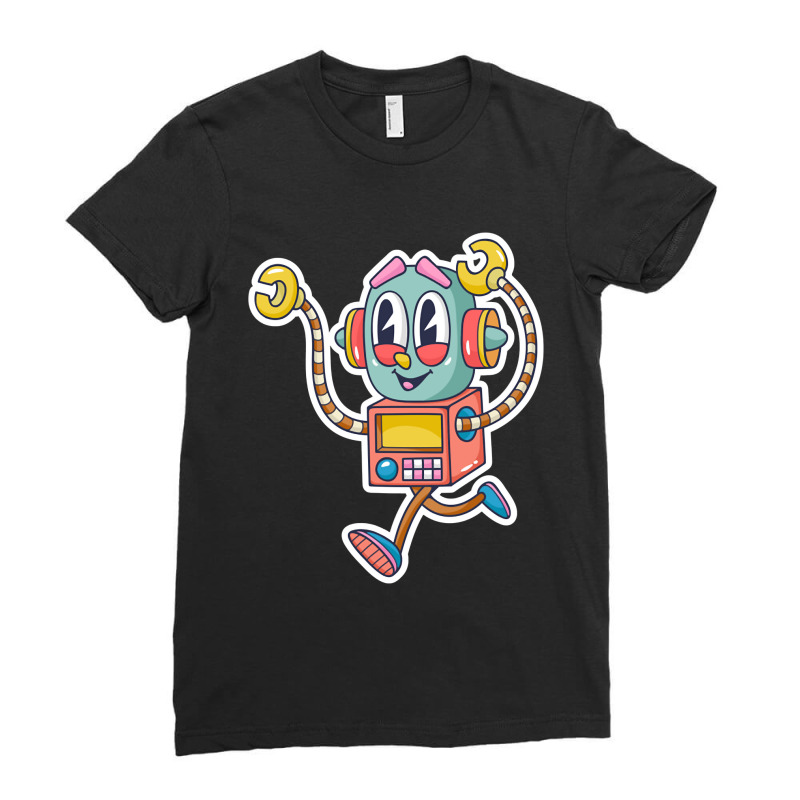 Robot Cartoon-jnxwo Ladies Fitted T-Shirt by brumfieldportillo7vlpq8 | Artistshot