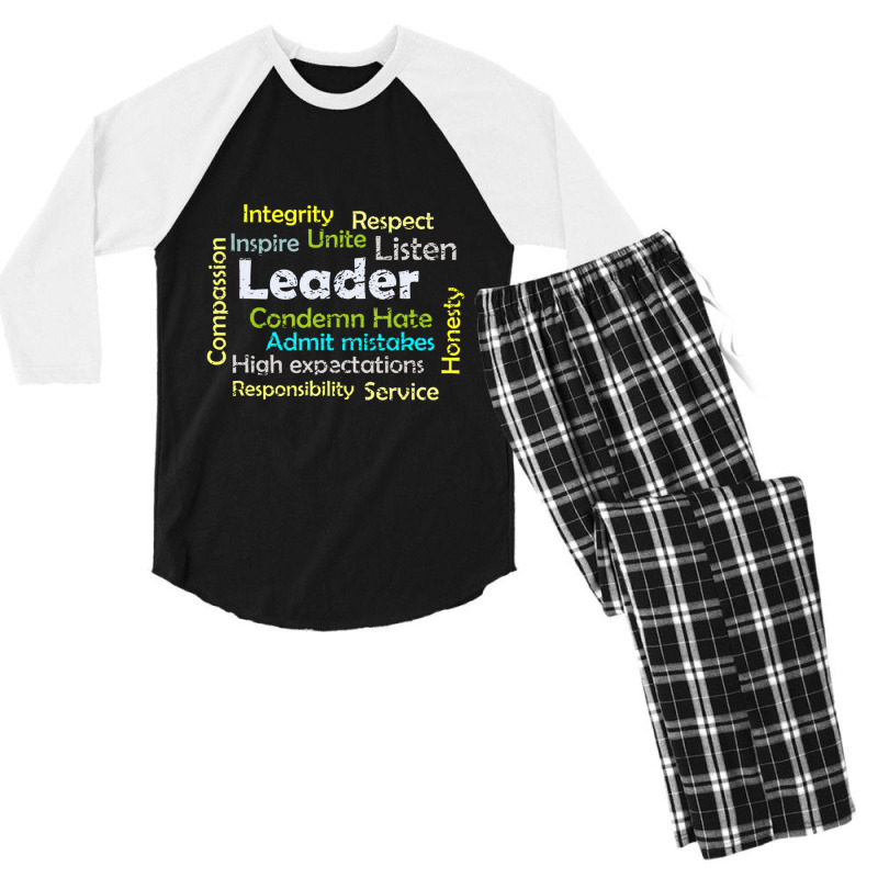 Leadership Inspire Unite And Condemn Hate Distressed Men's 3/4 Sleeve Pajama Set | Artistshot