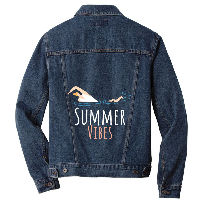 Simmer Vibes Swimming Men Denim Jacket | Artistshot