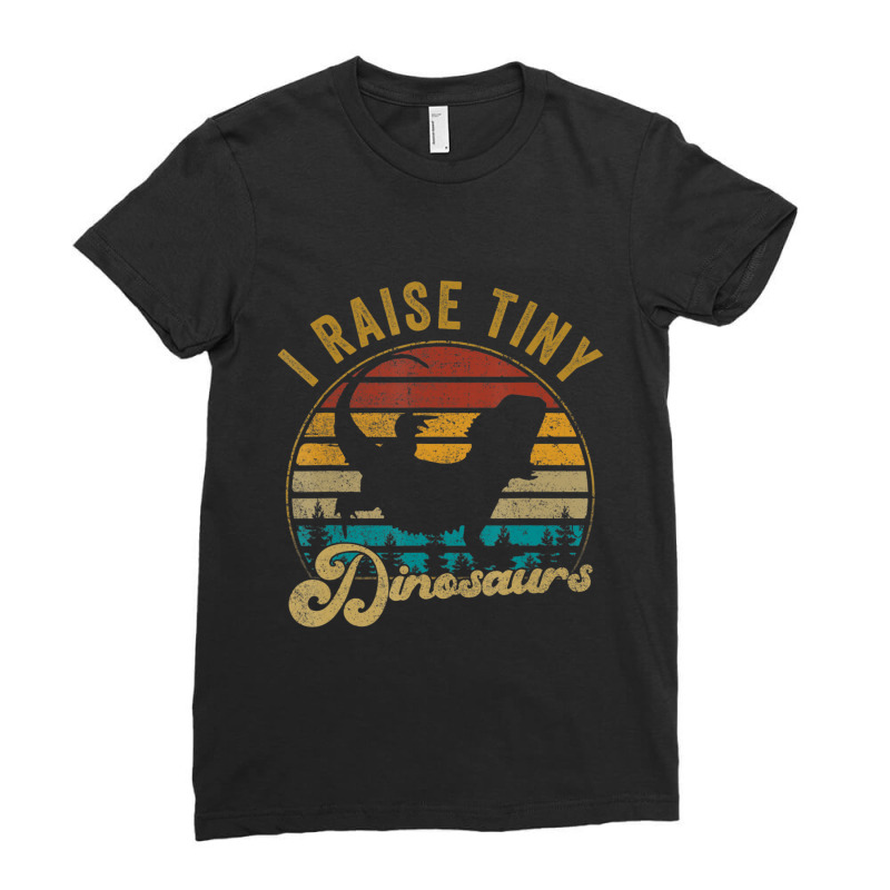 I Raise Tiny Dinosaur Vintage Retro 70s Bearded Dragon Ladies Fitted T-Shirt by Kosdapen517 | Artistshot