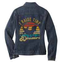 I Raise Tiny Dinosaur Vintage Retro 70s Bearded Dragon Ladies Denim Jacket | Artistshot